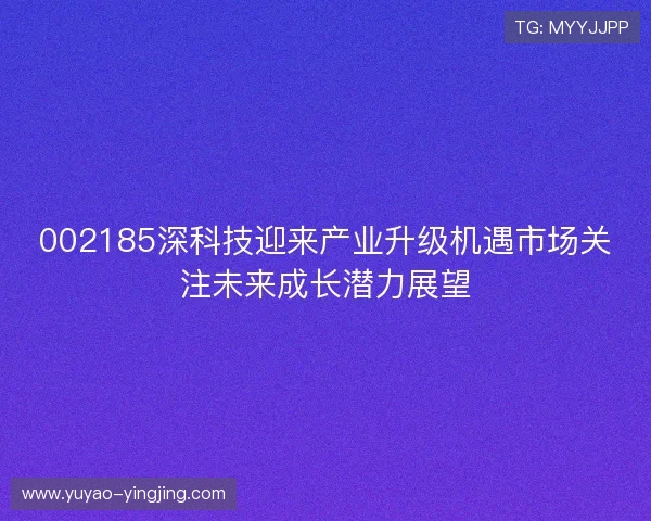 002185深科技迎来产业升级机遇市场关注未来成长潜力展望 002185深科技迎来产业升级机遇市场关注未来成长潜力展望